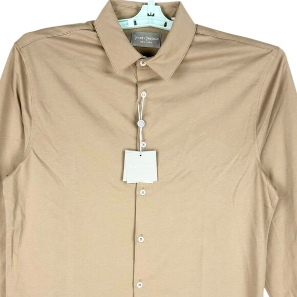 NWT Hickey Freeman Men's Classic Fit Long Sleeve Button-Up Taupe Shirt Size M - Picture 3 of 11